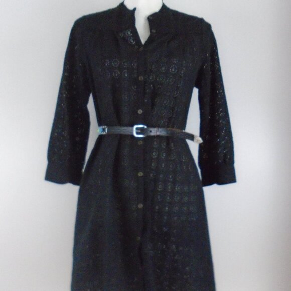 TWELFTH STREET by Cynthia Vincent black eyelet beach coverup dress XS/S - Picture 1 of 7